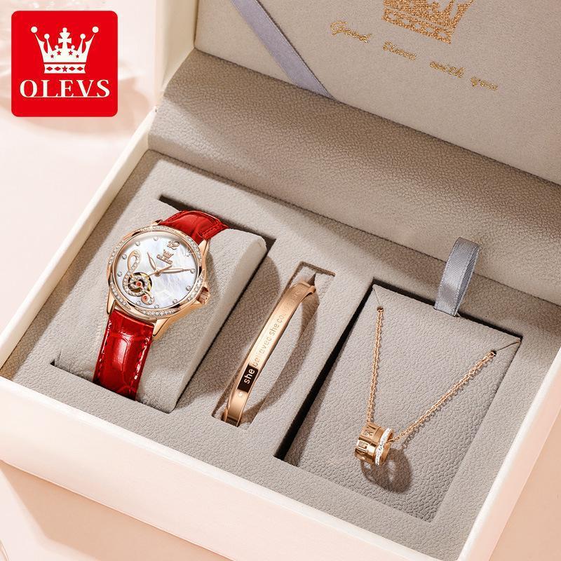 OLEVS Designer Luxury Women's Business Watch Fashion Inlaid Diamond Dial Waterproof Fully Automatic Mechanical Watch Festival Watch Gift Box Free