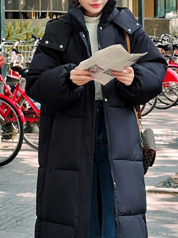 New in Winter Cotton Jacket Womens Long Coat Korean Edition Loose Thick Fashion Hooded Jackets Female Warm Parker OvercoatT251201