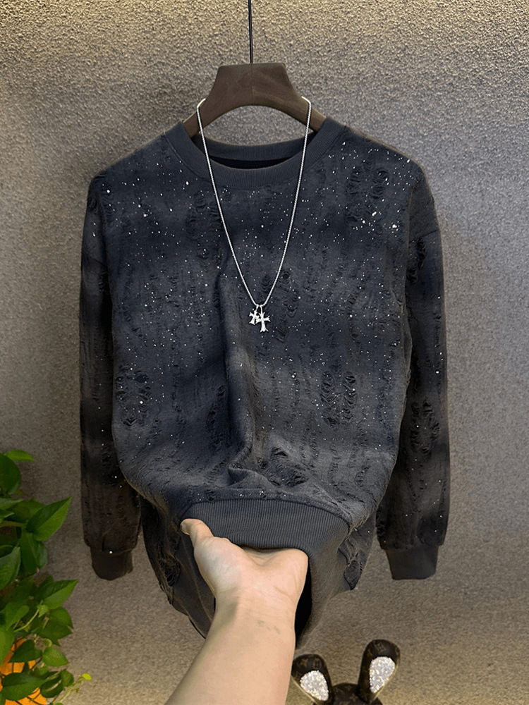 The Designer's Luxurious Gypsy Phila Rhine Stone Sports Polo Shirt Is A Trendy Basic Shirt And A Stylish Design Gradient Top For Men