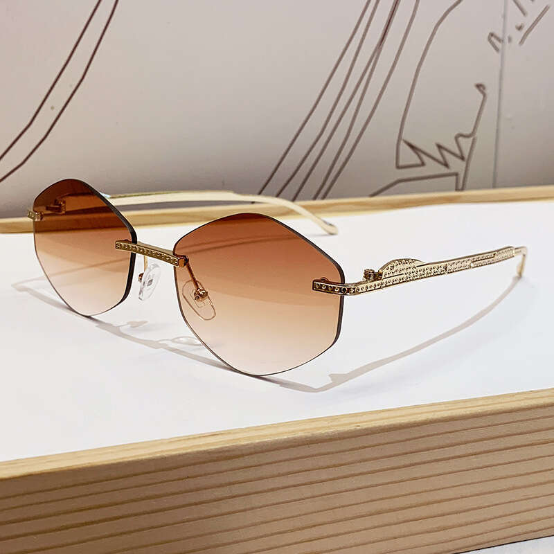 Designer European and American INS Xiaohongshu Same Style Frameless Diamond-Shaped for Women Fashion Metal Sunglasses Trendy Men Cross-Border