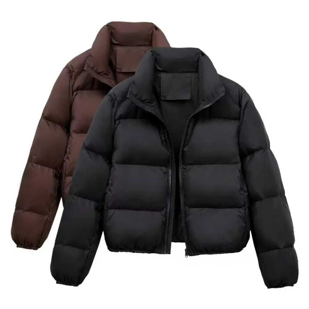 Lapel Jacket Solid Color Jacket Windproof Padded Down Coat with Stand Collar for Men Women Slim Fit Outdoor Jacket for WinterT251201
