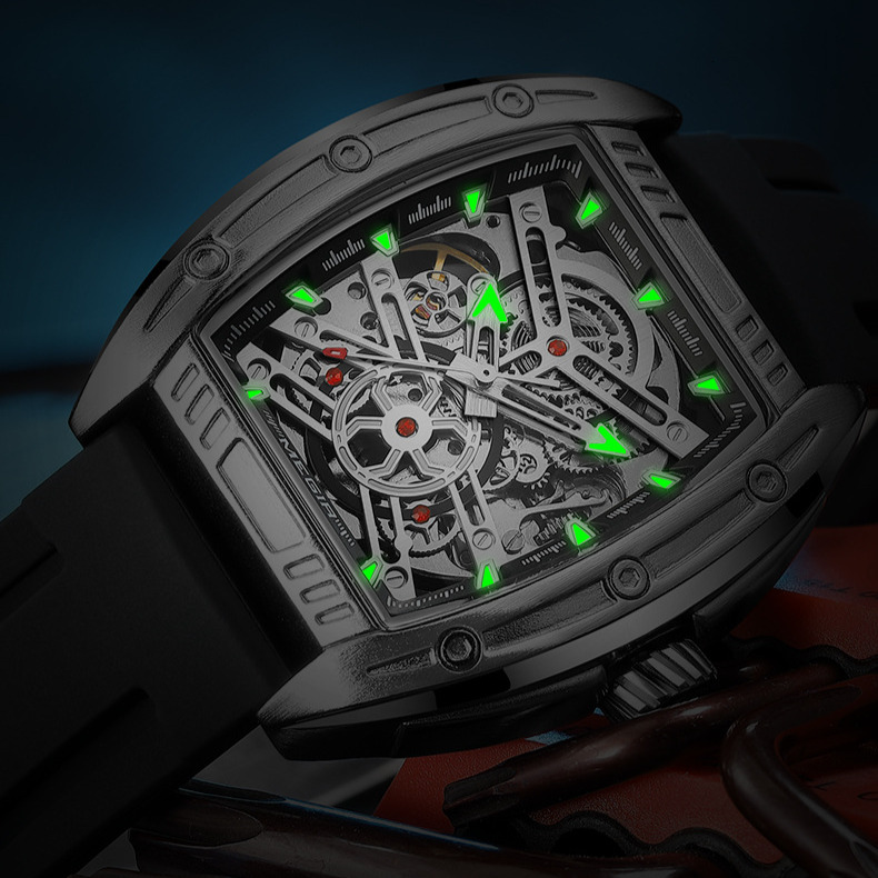 MEGIR Designer Men's Sports Mechanical Movement Watch Silicone Strap Hot-selling Luminous Waterproof Multi-function 8601 Luxury Wristwatch Free S