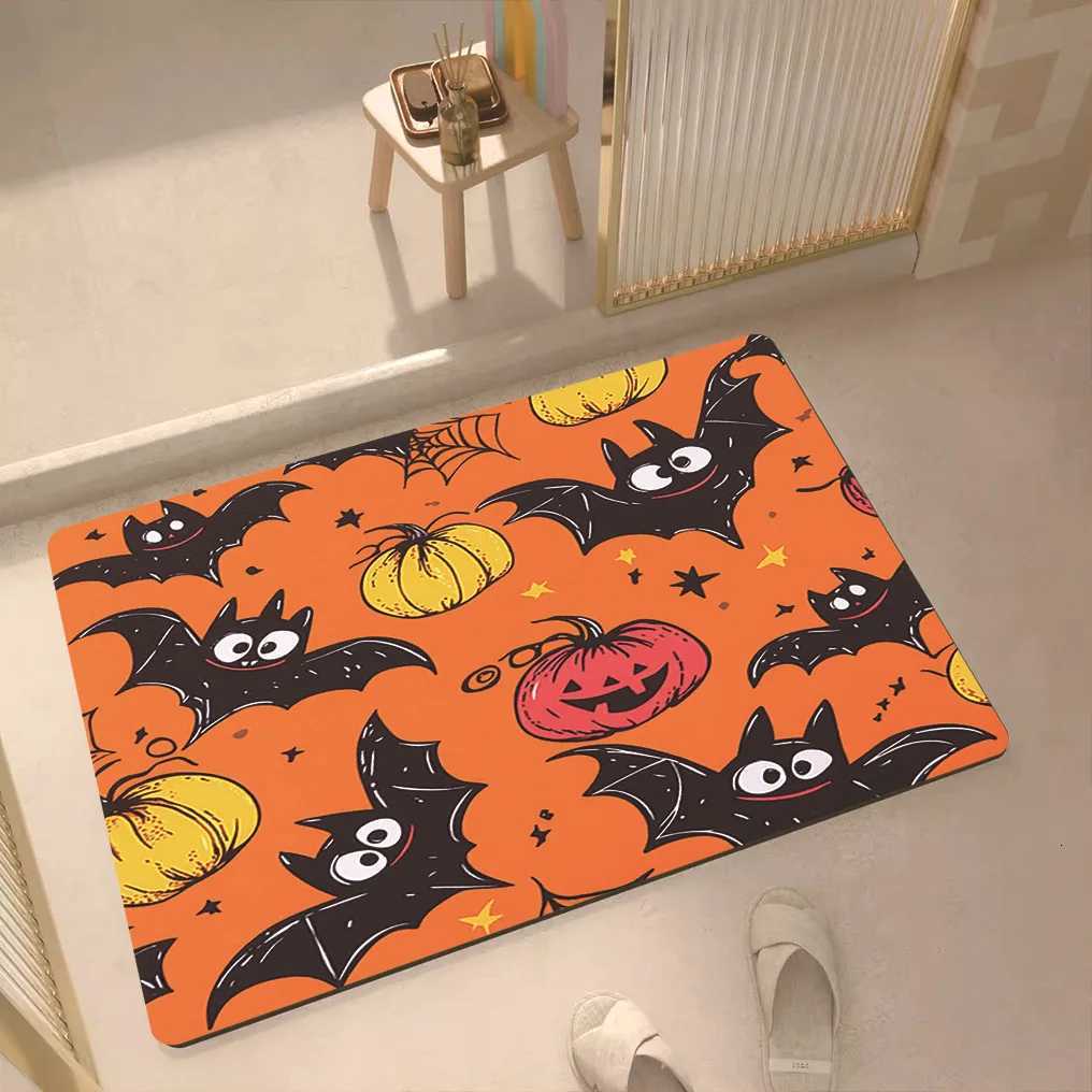 VIKAMA Halloween Cartoon Bat Pumpkin Carpet He Decor Soft And Absorbent Living Ro And Bedro Holiday Decorations H251129