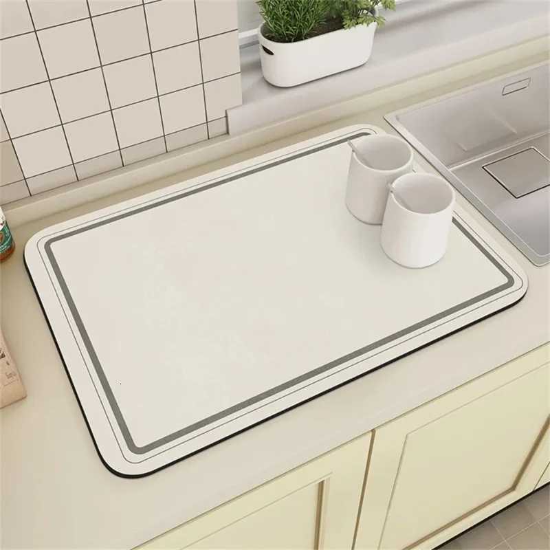 Coffee Machine Drain Mat Kitchen Countertop Absorbent Mat Cream Diatom Mud Pads Simple Table Washable Dry Non-slip Mat Y251201