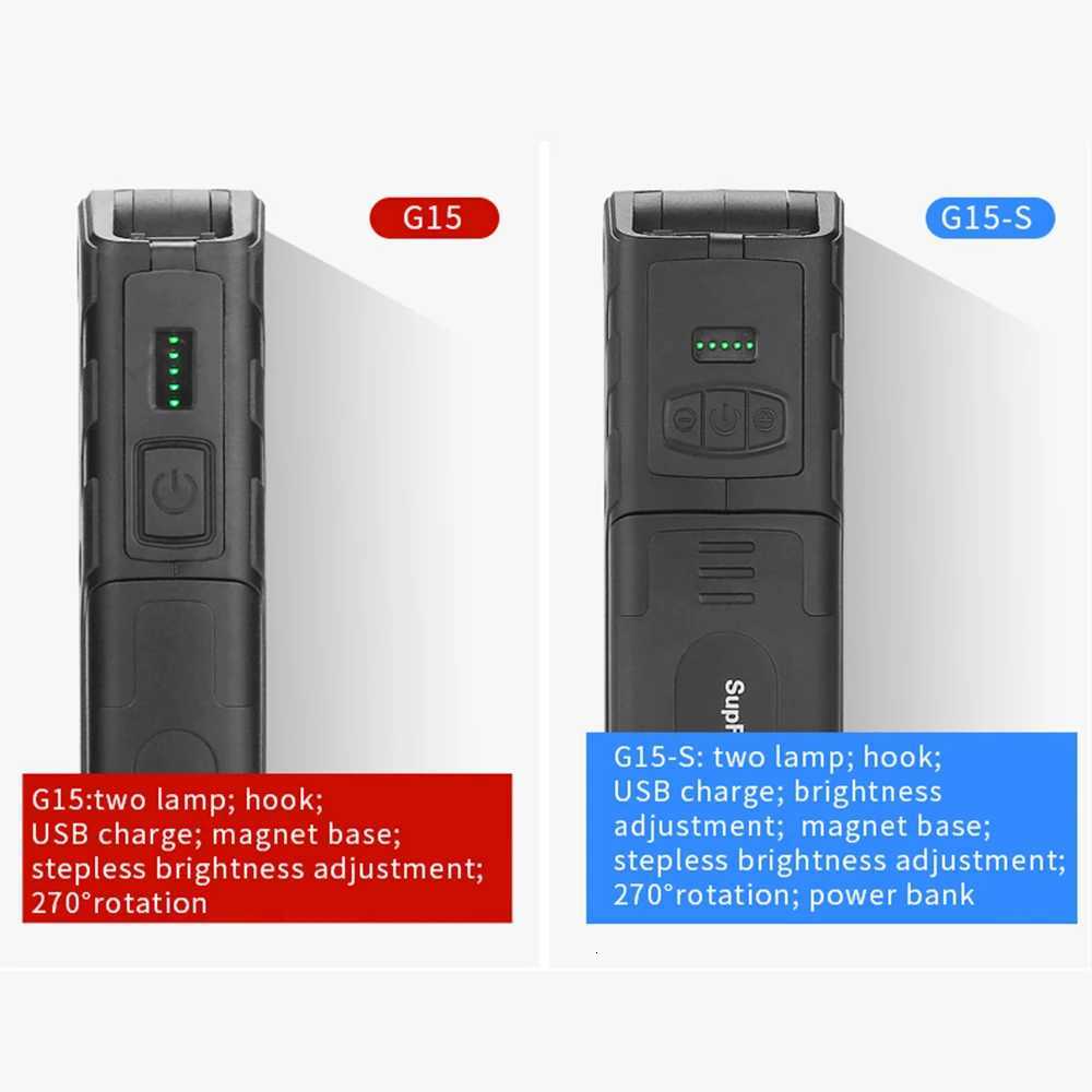 SuperFire G15/S LED Flashlights COB Work Light With Magnetic Set Multi Function Folding Torch camping supplies Lantern M251201