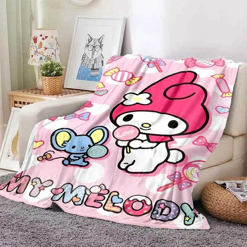Sanrio Large Size My Melody Blanket for Sofa Hello Kitty Soft Flannel Throw Fluffy Bed Blanket New Born Winter Warm Blanket Gift H251201