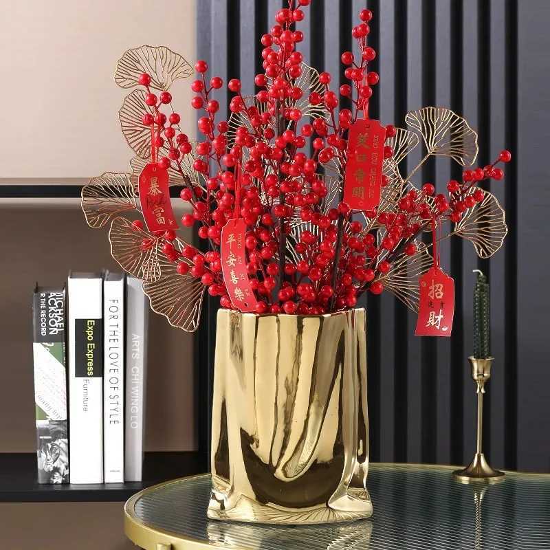 Silver Ruffled Flower Vase Ceramic Vase Porcelain Flower Arrangement Decoration Bag Shape Terrarium He Decoration Vases Pots Y251201
