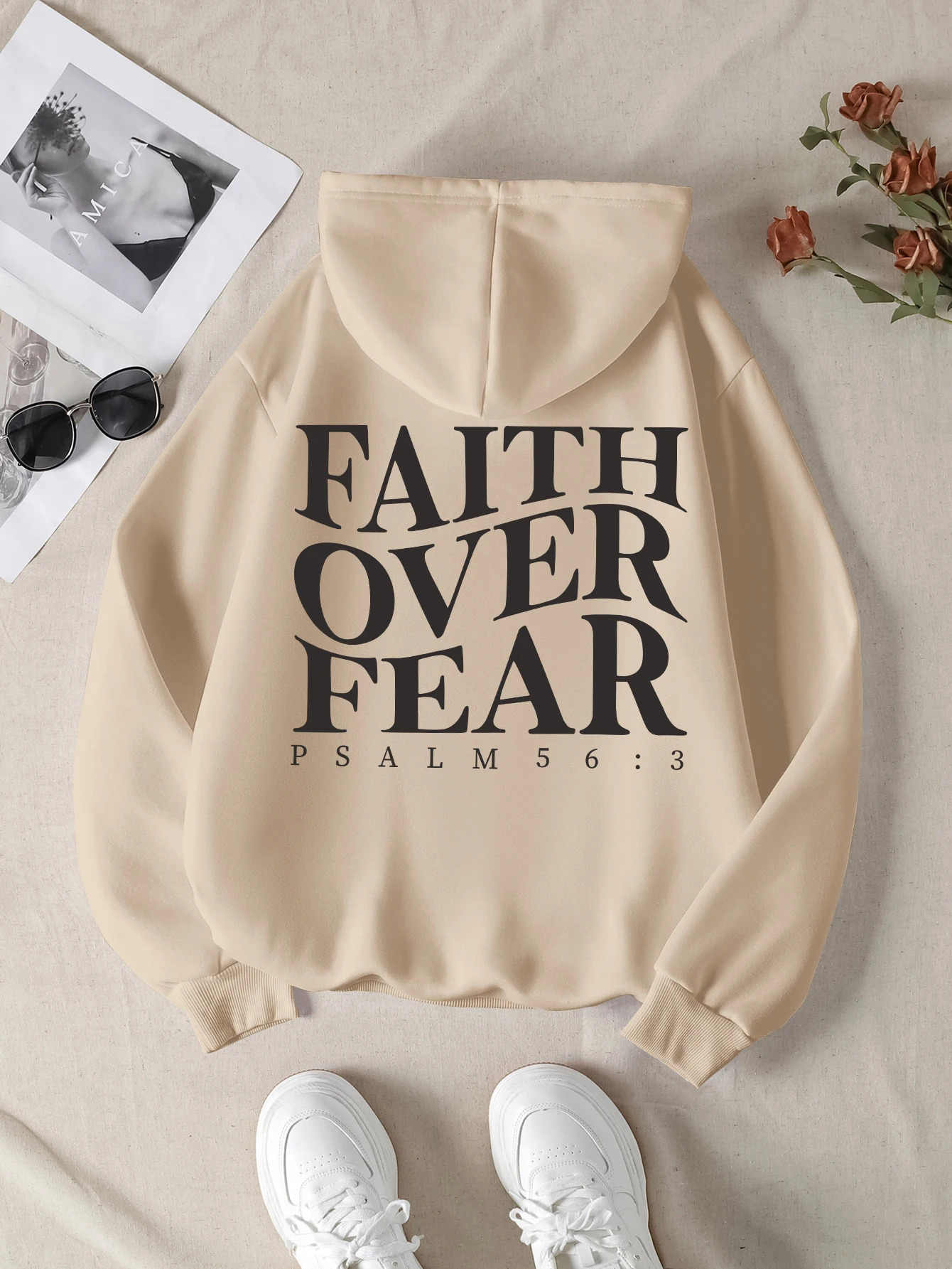 Faith over fear Christian Hoodie Christian hoodie Jesus hoodie Fashion hoodie Bible Verse Men and women can be aesthetic 2024251129