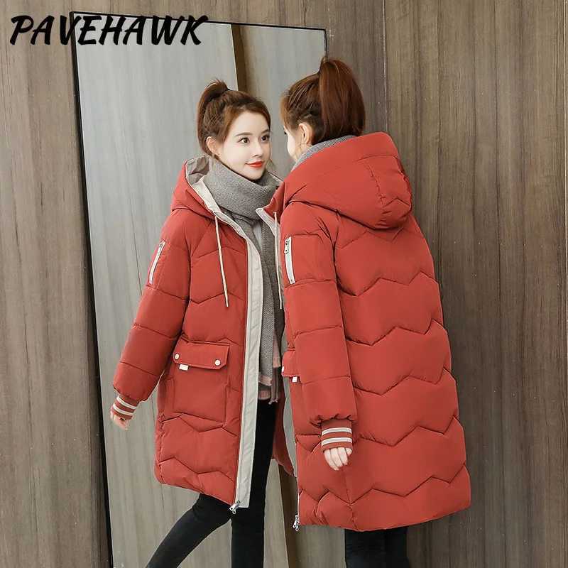 Women Warm Thick Hooded Parkas Winter Loose Casual Long Sleeve Jackets Basic Zipper Fashion Padded Long Coat Female ClothesT251201
