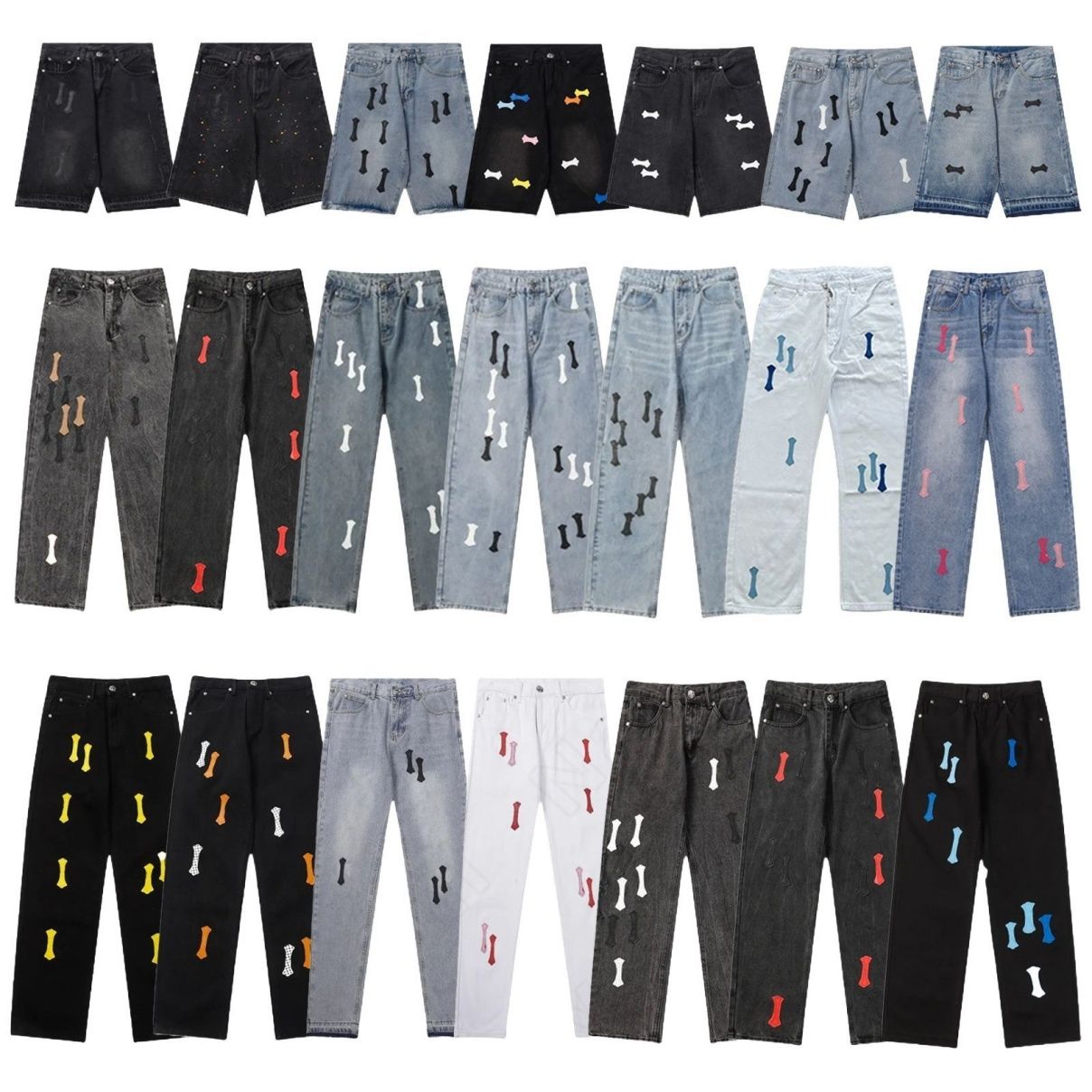 Chrome designer jeans mens baggy jeans stacked jean shorts skinny jeans men high quality luxury embroidery denim slim fit jeans sweatpants joggers pants clothing