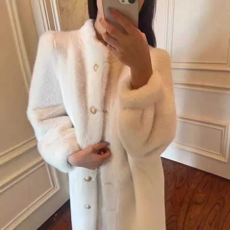 Women Winter New Mink Coat Thickened Wide Loose Lambs Wool Fur Mid-length Faux Fur Coat Luxury Comfort Warmth Winter Coat WomenT251201