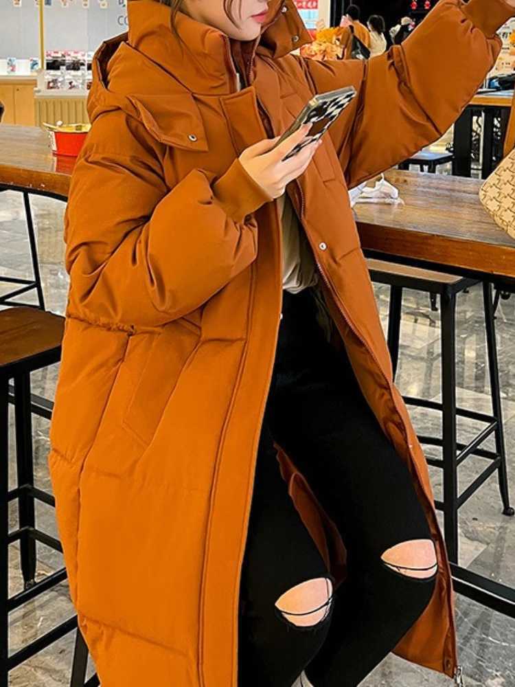 New in Winter Cotton Jacket Womens Long Coat Korean Edition Loose Thick Fashion Hooded Jackets Female Warm Parker OvercoatT251201