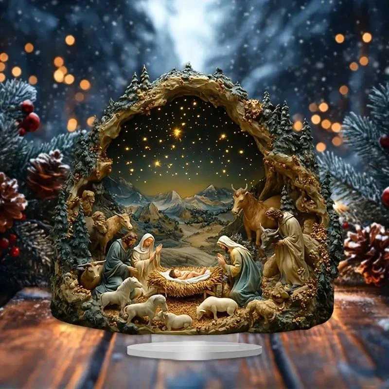 2025 New Nativity Jesus Birth Scene Xmas Table Centerpiece Accessory 2D Flat Acrylic for He Off Decoration Party Ornment H251129