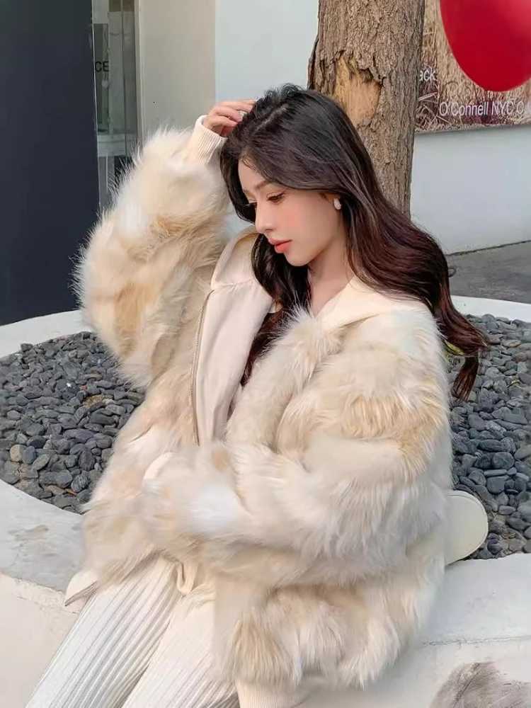 Autumn Winter 2025 Women Faux Fur Coats Mid Length Jackets Hooded Coat Thick Warm Y2k Elegant Streetwear Jacket Work OuterwearT251201