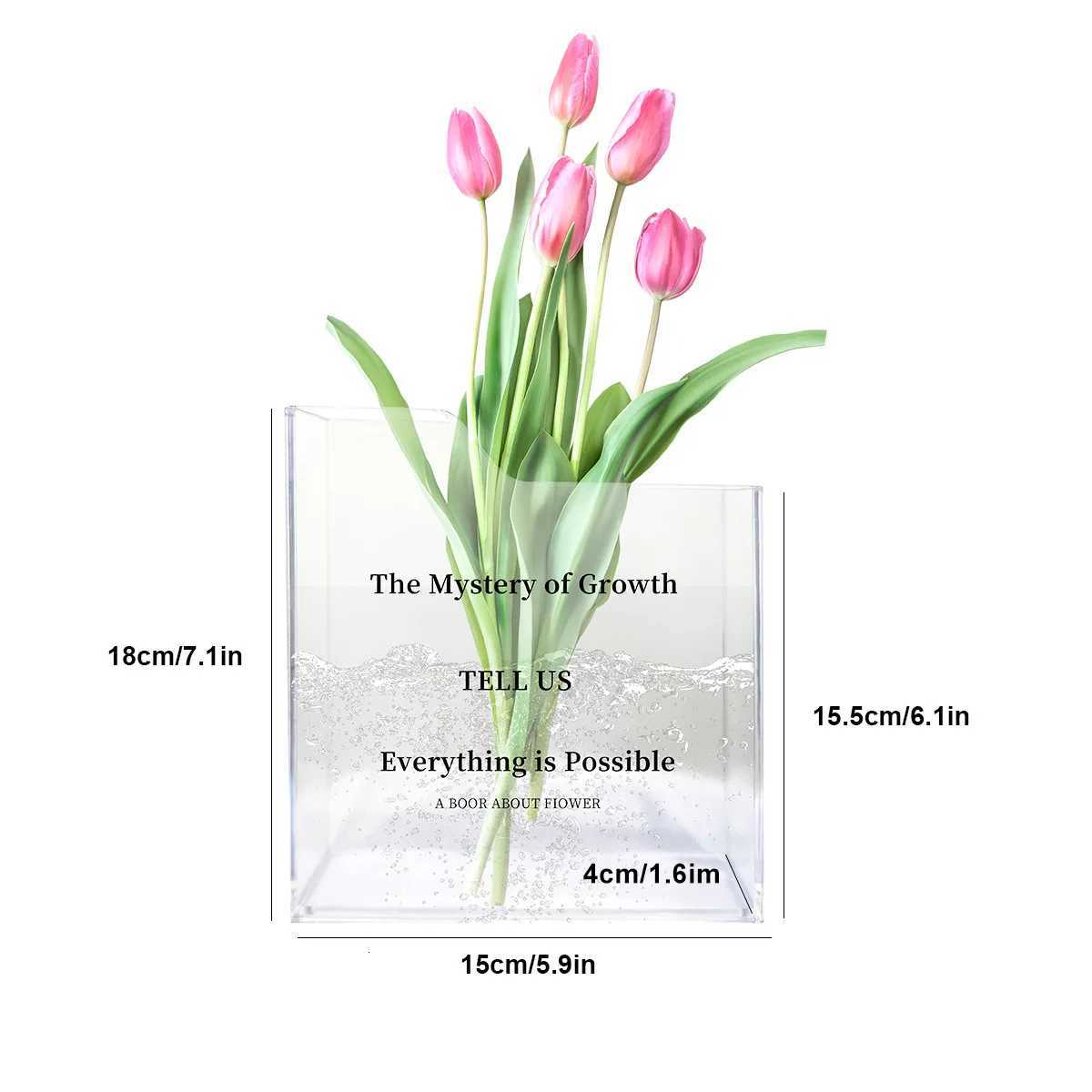 1pc - Book shaped vaseacrylic transparent book bottlecute vase bookshelf decoration aesthetic ro decoration for he/off Y251201