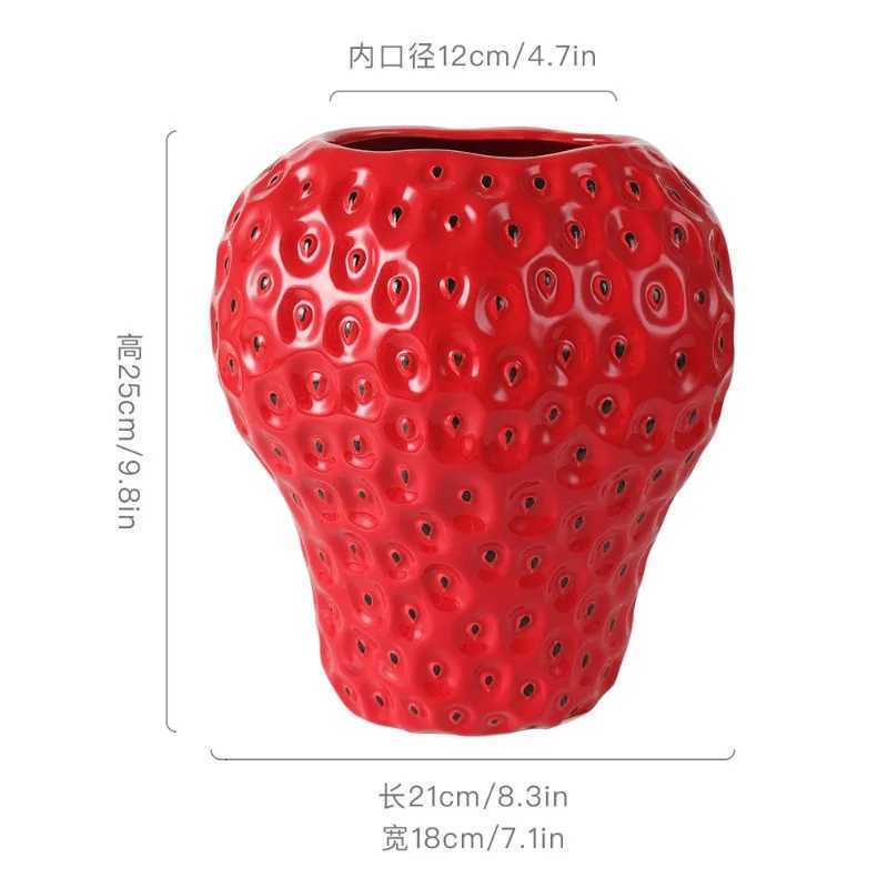 Strawberry Vase Ceramic High Art Ornaments Living Ro Off Dining Table Ceramic Flower Arrangement Vase Red Fruit Container Y251201