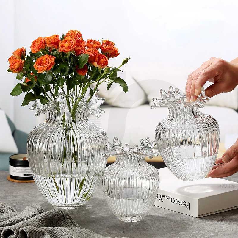 Vase Wavy Pattern Spray Water Drop Terrarium Floral Accessories Hydroponics Transparent Flower He Decoration Pot Y251201