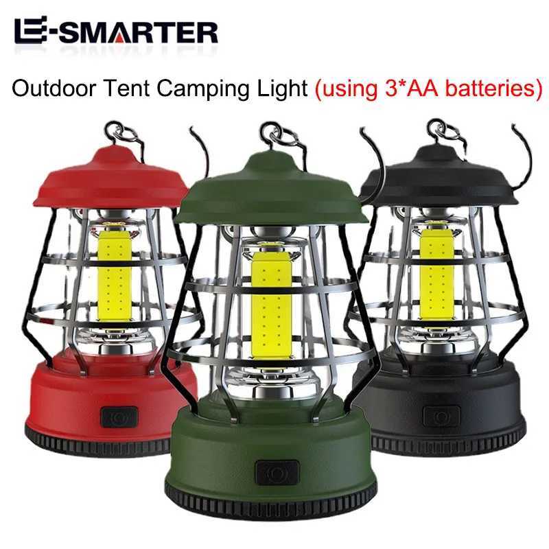 Outdoor Camping Lights Portable Handheld Hanging Tent Lanterns Retro Ambiance Lamp Gift with Hook Use 3XAA battery Power supply M251201