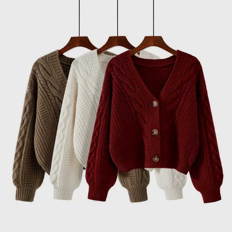 Autumn Winter Fashion Cardigan Sweater Women Knitted Coats Female Solid Long Sleeve Casual Knit Jacket Cardigans Tops Knitwear M260306