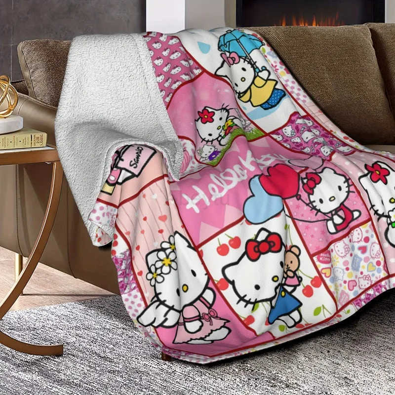 Sanrio Hello Kitty Flannel Blanket The Perfect Gift Soft and Warm Suitable for Sofas Beds and Office Napping Blankets Decoration H251201
