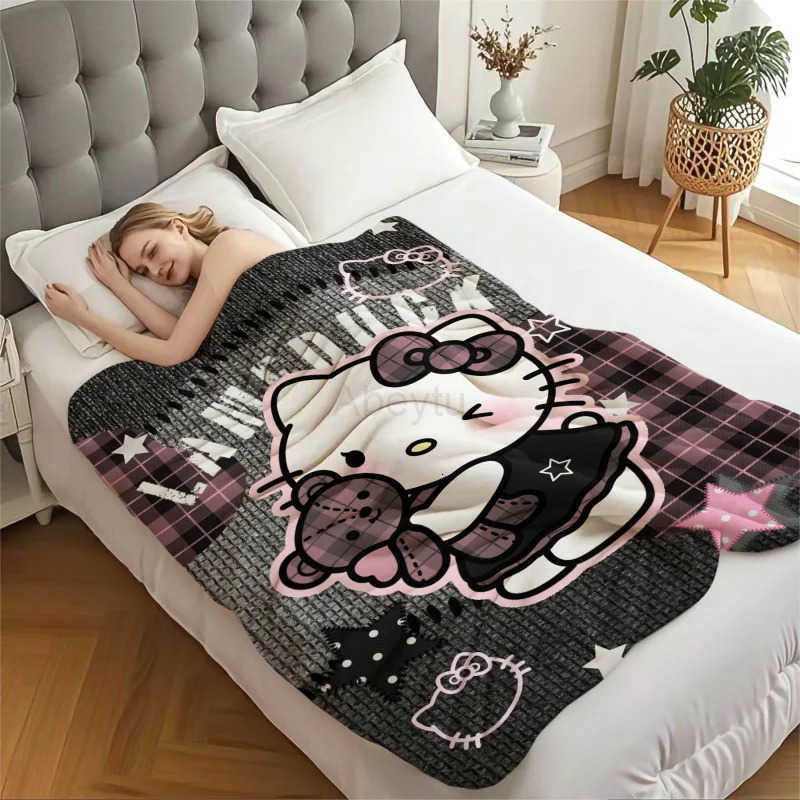 Sanrio Cute Hello Kittys Printed Blanket Home Decor Throw Blankets Picnic Blankets Warm Blanket Soft Comfortable Birthday Gift H251201