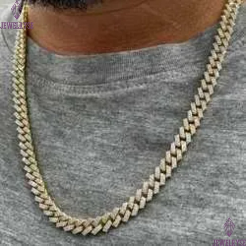 necklace moissanite chain 10mm 22inches Mens Real Hip Hop Chains Vvs Moissanite Dia Prong Set 10k Gold Cuban k Chain