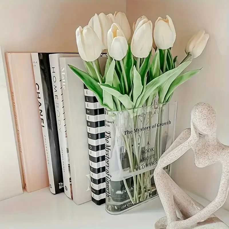 Clear Acrylic Book Vase for Flowers Transparent Flower Vase for He Decor Simplicity Bookshelf Decor Unique Stuff Y251201