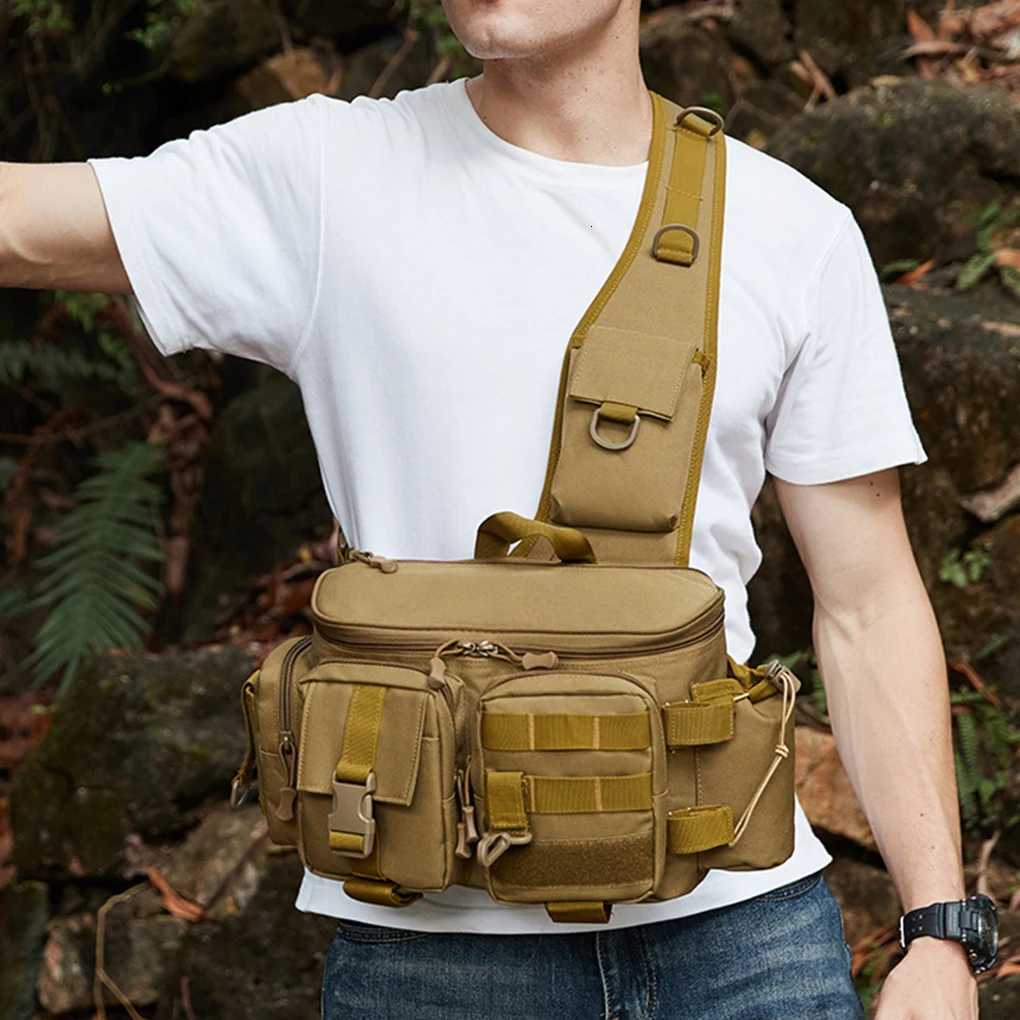 Outdoor Sports Tactical Waist Bag Multi Function Waterproof Fishing Gear Bag Hiking Camping Travel Backpack Shoulder Cross BagsT251201