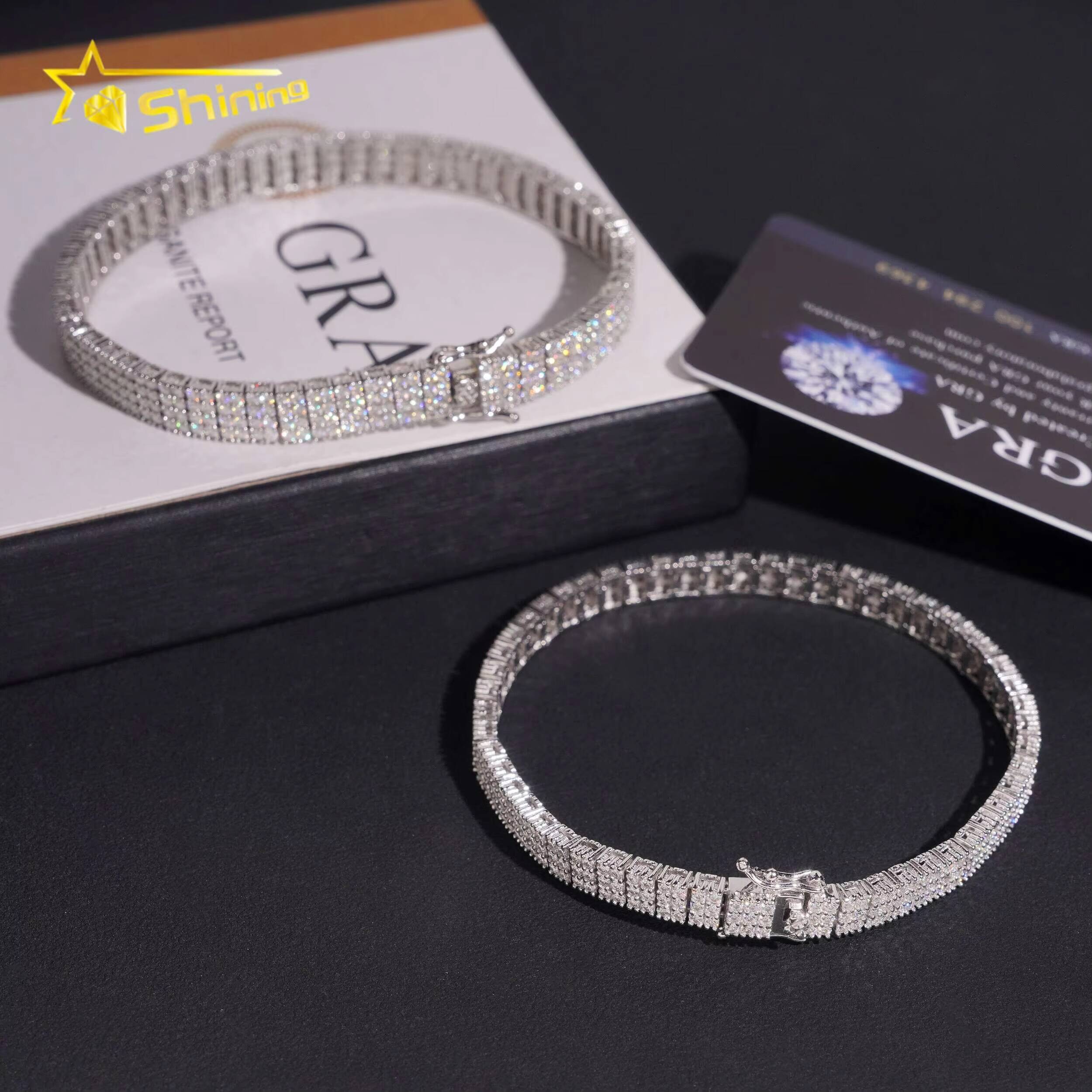Tennis Bracelet Pass Diamond Test Moissanite Rhodium Plated 925 Sterling Silver Sparking Hop Hip Iced Out Bracelet