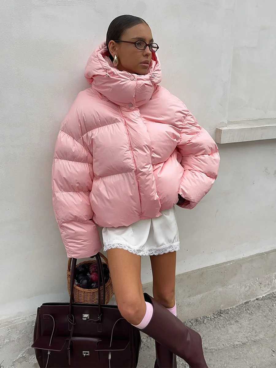 New 2025 Fashion Hooded Padded Coat Womens Casual Zipper Fluffy Hooded Cotton Long Sleeves Short Jacket Autumn Winter OuterwearT251201