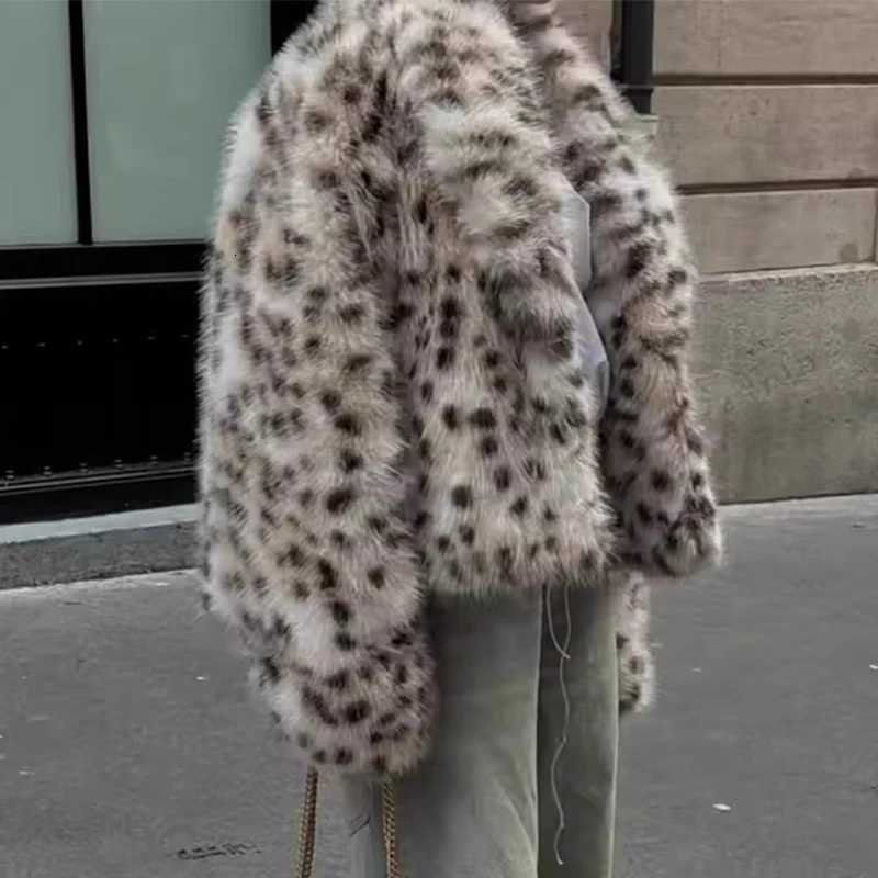 Trendix Faux Fur Leopard Print Coat For Women Winter New Warm Long Sleeve Jacket Cardigan Party Fashion Street Casual OuterwearT251201