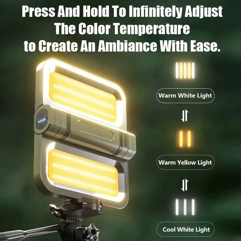 Solar LED Camping Light 5000MAH USB Rechargeable Magnetic Attraction Flood Lamp Portable Hook Tent Lantern Emergency Lawn Lamp M251201