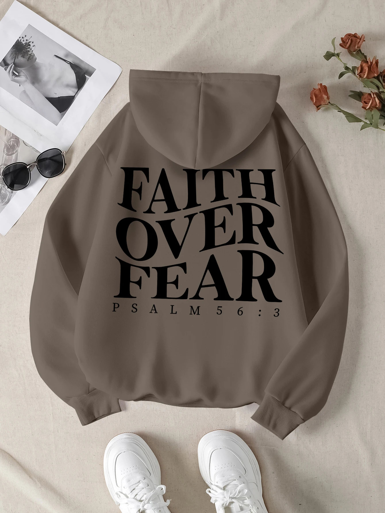 Faith over fear Christian Hoodie Christian hoodie Jesus hoodie Fashion hoodie Bible Verse Men and women can be aesthetic 2024251129