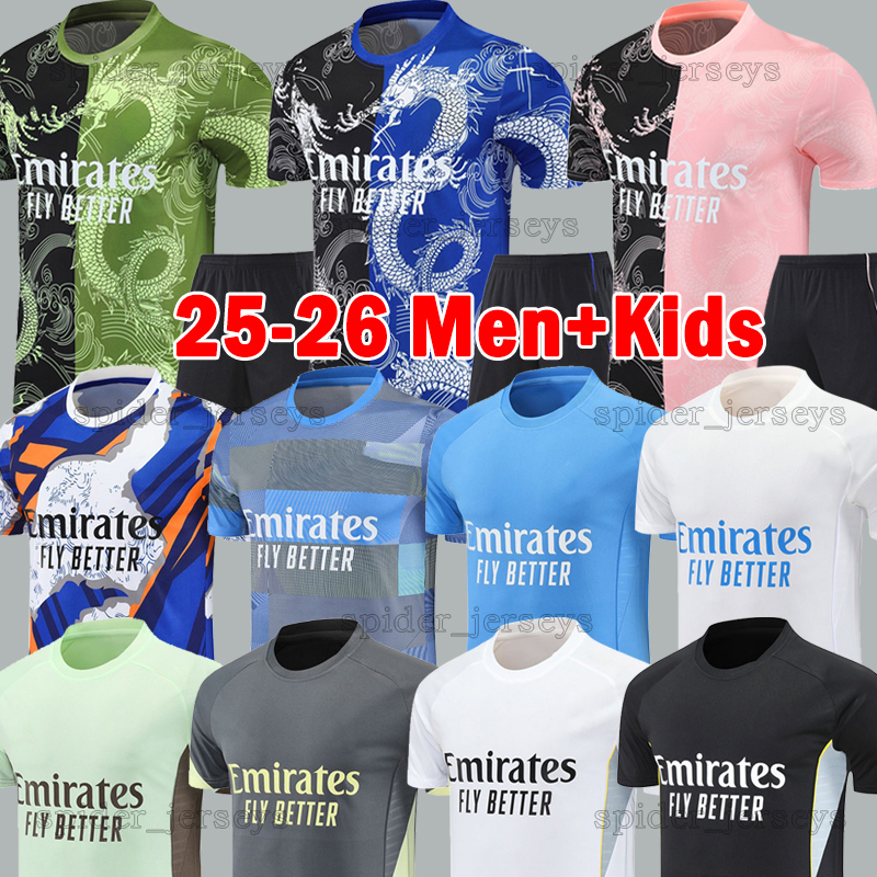 2025 2026 REaL Soccer Jerseys mADRIds VINI JR. MBAPPE Soccer Sets E.MILITAO BELLINGHAM 25 26 Dragon Version Training suit Football Shirts BRAHIM RODRYGO kids kits sets