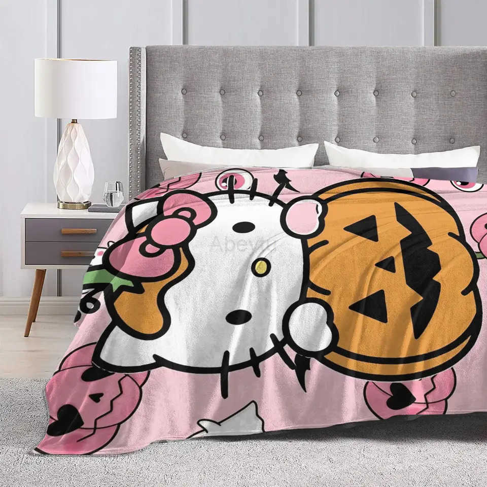 Sanrio Hello Kitty Halloween Blanket Quality Warm Soft Throw Blanket Winter Girls Boys Couch Chair Sofa Bed Street Trend Bedspread H251201