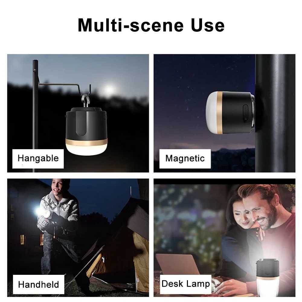 Portable Outdoor Camping Lantern Super Bright Flashlight USB Rechargeable Magnetic Work Light Dimmable Waterproof Emergency Lamp M251201