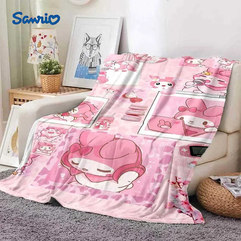 Sanrio Large Size My Melody Blanket for Sofa Hello Kitty Soft Flannel Throw Fluffy Bed Blanket New Born Winter Warm Blanket Gift H251201