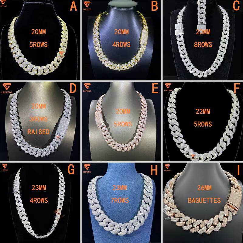 20mm Cuban Moissanite Chain 925 Silver Sterling Iced VVS Miami Cuban Link Necklace for Weddings and Engagements
