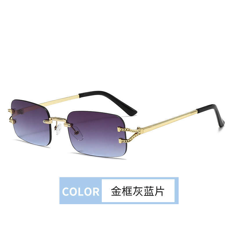 Retro frameless cut edge small square sunglasses for men and women with round faces for slimming, punk style hip-hop bouncing, and disco sunglasses