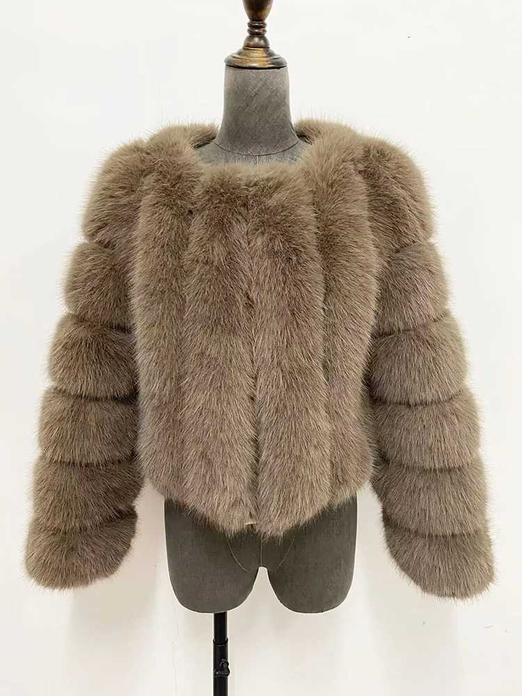 ZADORIN Luxury Fur Coats Long Sleeve Cropped Fluffy Faux Fox Fur Coat Women Pink White Jacket Tops Winter Jackets for Women 2025T251201