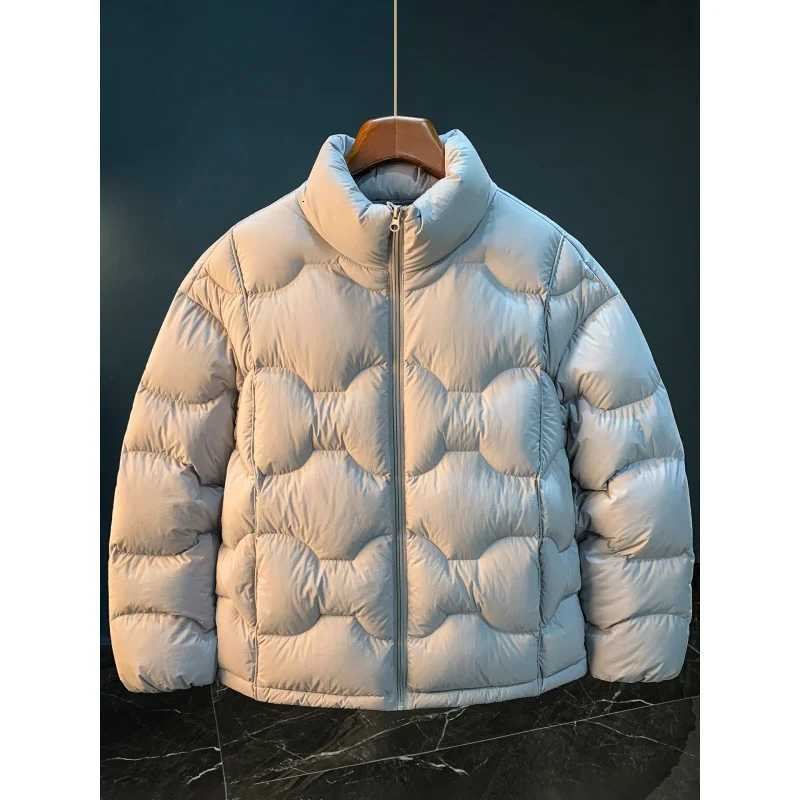 High fluffy winter warm down jacket for men trendy new 2025 stand up collar duck down thick cold resistant jacketT251201