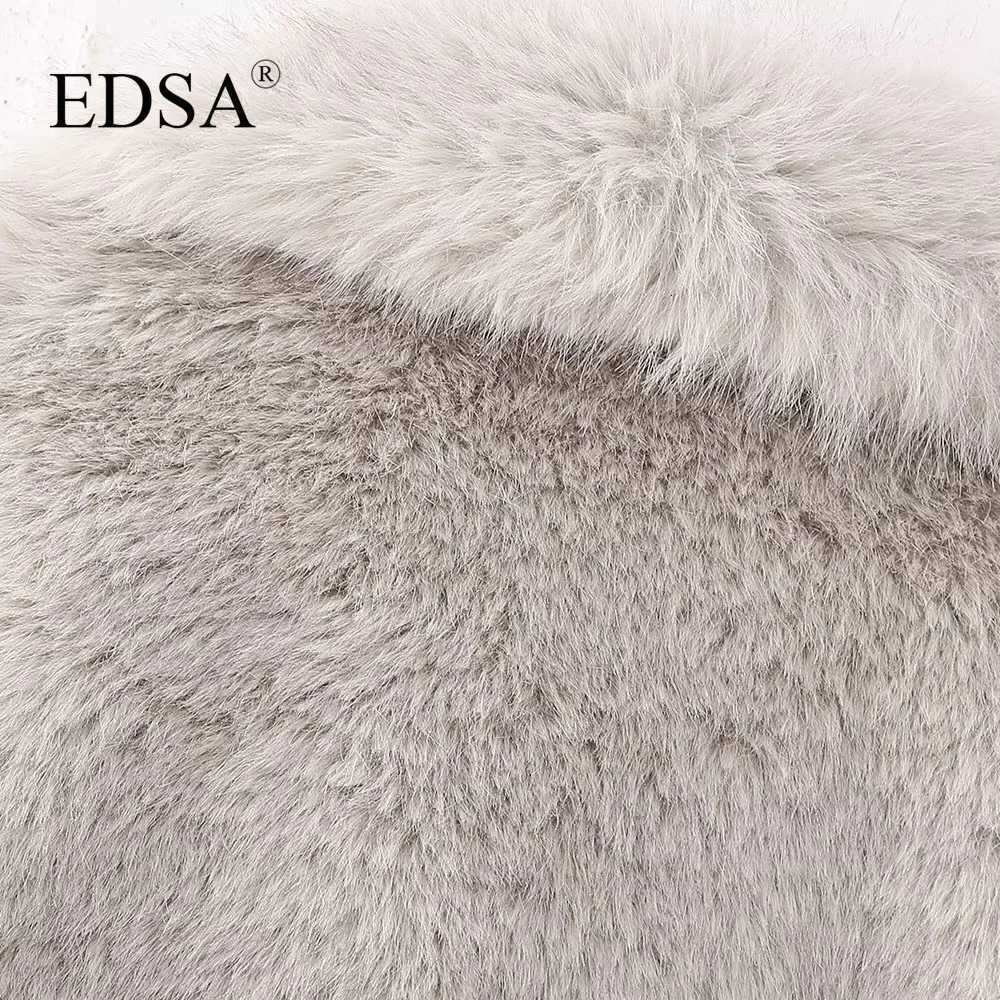EDSA Women Fashion Faux Fur Jacket Vintage Turn-Down Collar Long Sleeve Coat Autumn Winter Woman Elegant StreetwearT251201