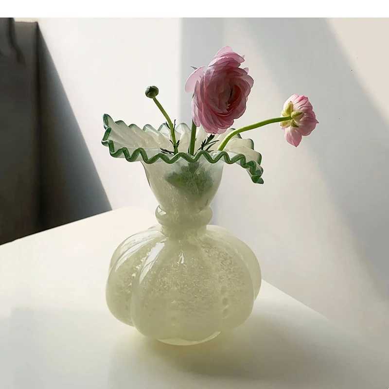 Vase Pumpkin Shape Wave Retro European Hand-made Floral Arrangement Accessories Terrarium Flower Vases Y251201