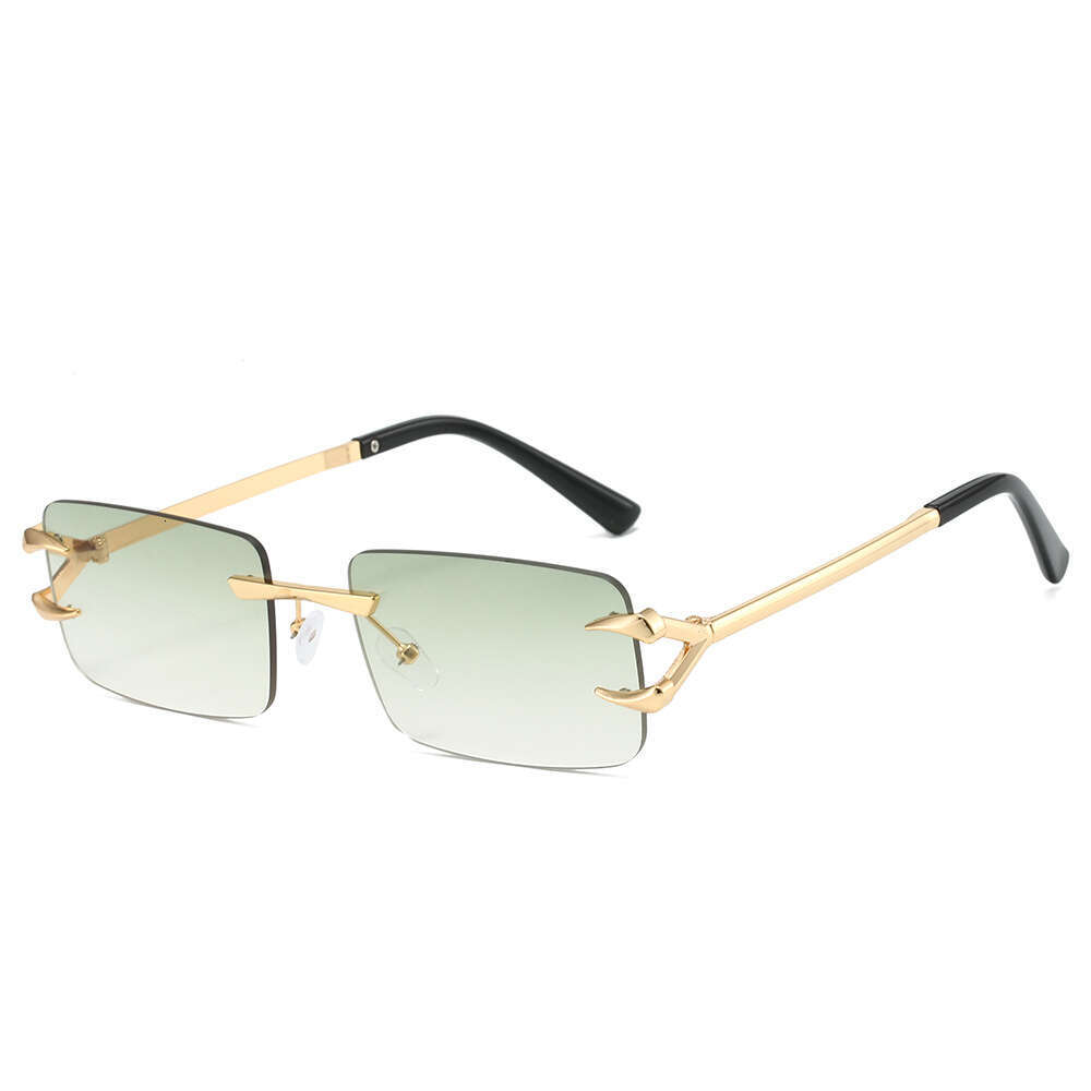 2024 Cross-Border New Frameless Fashion Brand Designer Simple Square Rimless Ocean Color Sunglasses