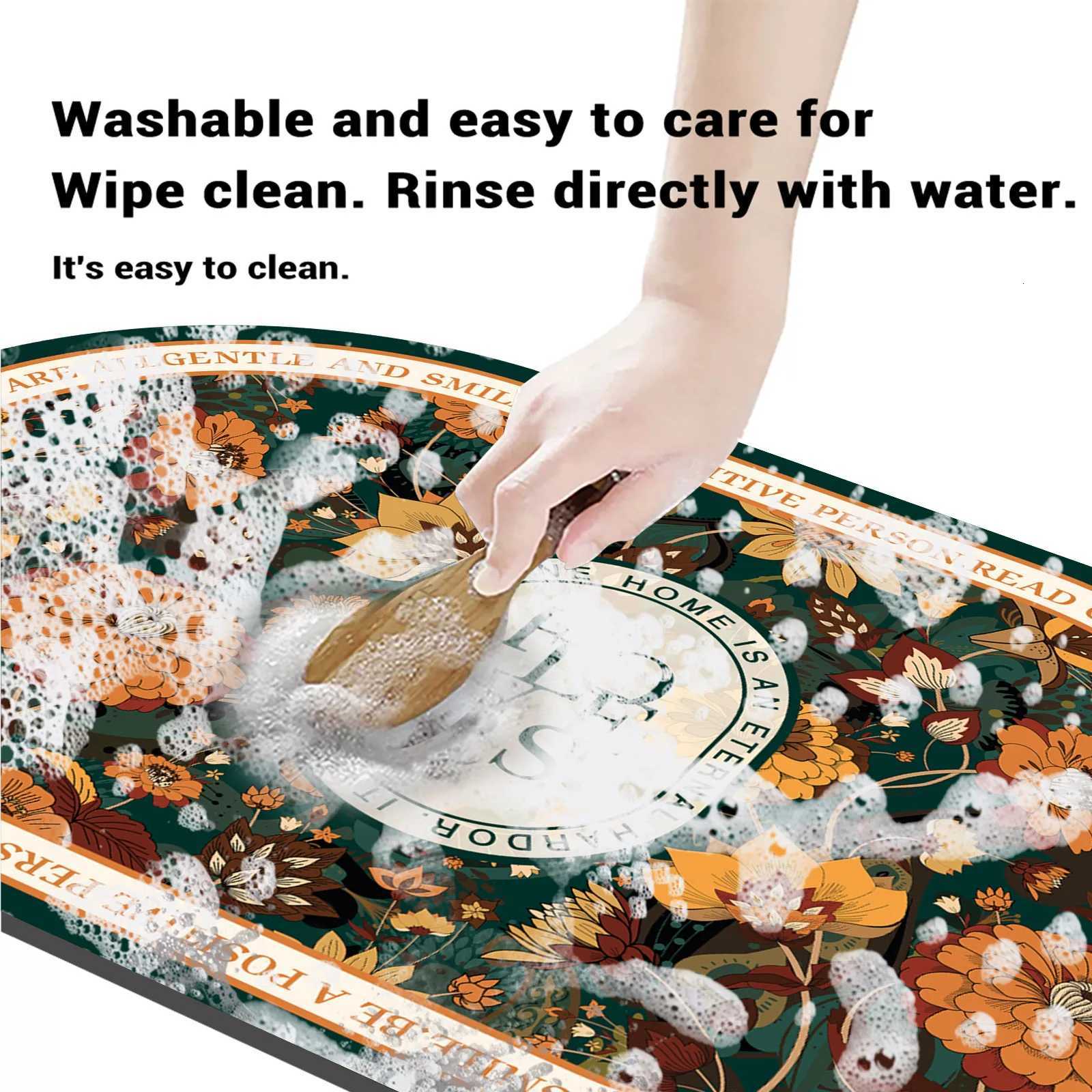 Floral Bathro Bath Mat Quick Dry Non-slip Foot Mats Super Absorbent Shower Rugs Toilet Pad Doormat Washable H251129