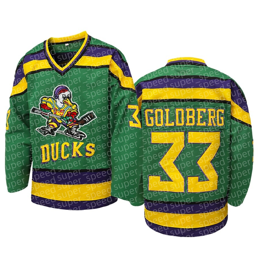 Classic fashion embroidery, casual holiday men's V-neck long sleeved shirt, Goldberg 33 ice hockey jersey with green duck, machine washed and fit