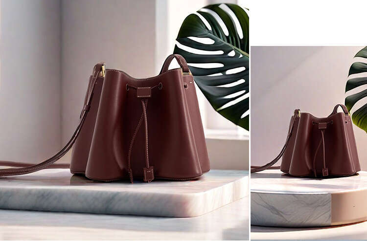 2026 New Women's Fashion Elegant Turkish Pleated Drawstring Bucket Handbag Shoulder Crossbody Bag