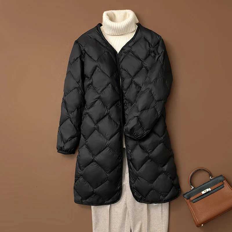 NewBang Long Ultra Light Down Jacket Women Duck Down Coat Female Diamond Warm Lighteight O-neck CoatT251201