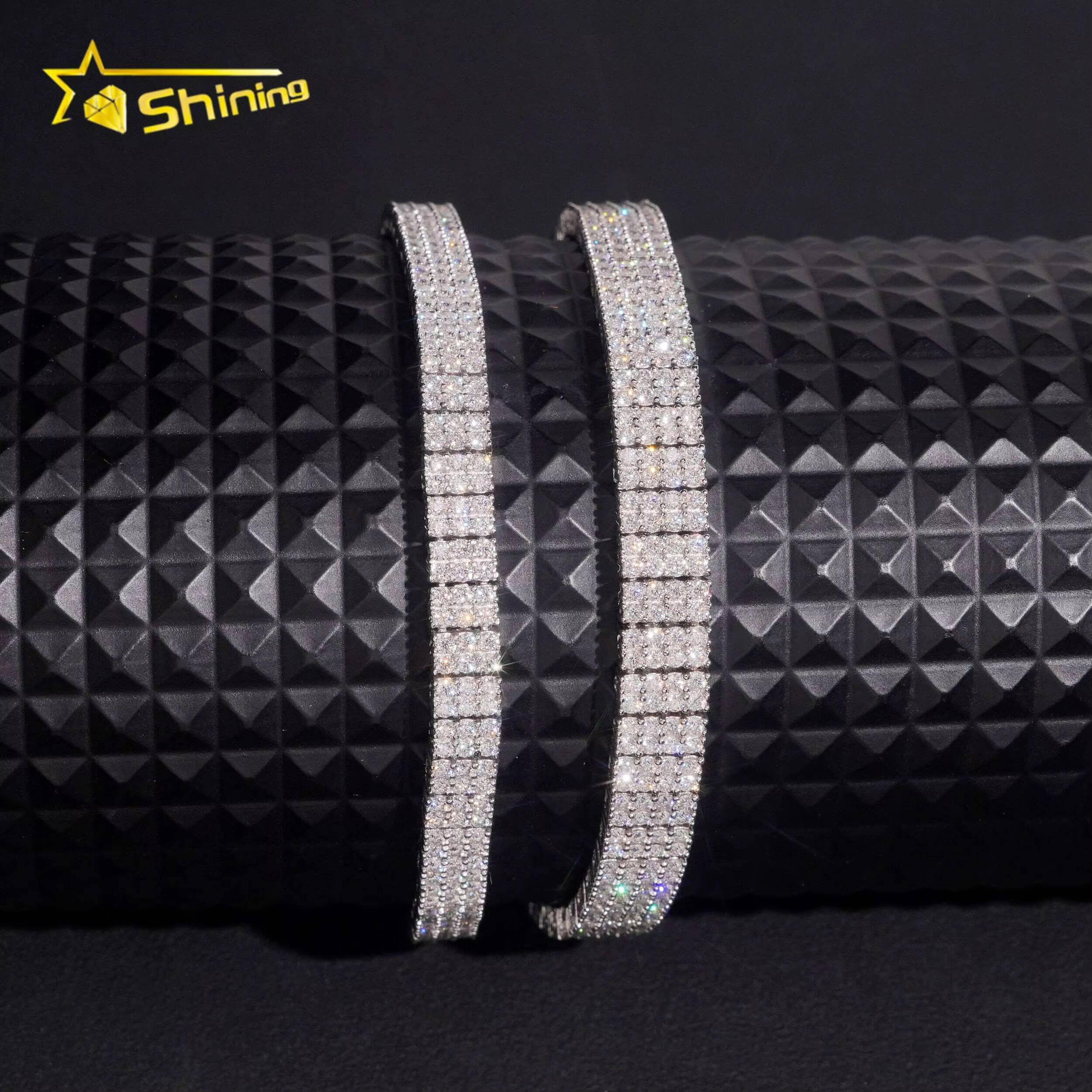 Tennis Bracelet Pass Diamond Test Moissanite Rhodium Plated 925 Sterling Silver Sparking Hop Hip Iced Out Bracelet