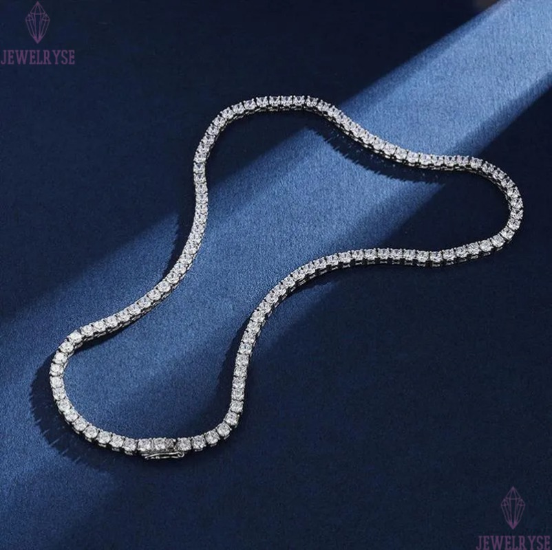Pendant Necklaces Real 4mm With GRA Sterg Sier Moissanite Tennis Necklace Women Men Chain Fine Jewelry NecklacePendant